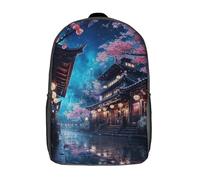 RRTYVFD Zaino scolastico stampato 3D per bambini "Fino a quando la morte ci separa" - Borsa per libri grande capacità per viaggi, bambini, studenti e adulti, Neon Tokyo Sakura Nights, 17"