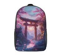 RRTYVFD Zaino scolastico stampato 3D per bambini "Fino a quando la morte ci separa" - Borsa per libri grande capacità per viaggi, bambini, studenti e adulti, Tranquil Torii Orizzonte, 17"