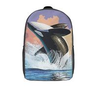 RRTYVFD Zaino scuola "Leone sotto la Via Lattea" per bambini, con stampa 3D, zaino scuola alla moda per ragazzi, studenti delle scuole elementari e medie, Orca Whale Vintage, 17"