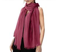 Rrunsv Scarf - Sciarpa invernale da donna, sciarpa calda, tinta unita, in cotone e lino, per tutto l'anno, sciarpa a strisce, gufo, triangolare, sciarpa a poncho, sciarpa sottile, rosa intenso, Taglia