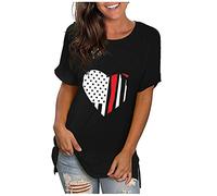 Rrunsv Shirts Damen Sommer Oversize Kurzarm Tunika Damen T-Shirt mit O-Ausschnitt Independence Day Elegante Top Hemden enes Oberteil Kurzarm T Shirts Tops Bluse Pullover Rückenfrei Teenager Mädchen,