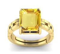 RRVGEM LAB - Anello con zaffiro giallo 5,50 carati, non riscaldato, non riscaldato, placcato oro, per donne e uomini, certificato LAB, placcato oro, zaffiro, Placcato oro, Zaffiro