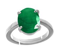 RRVGEM LAB - Anello in argento placcato argento con smeraldo colombiano da 10,50 carati, per uso astrologico, regolabile, per donne e uomini, Placcato argento, Smeraldo