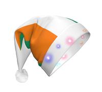 rrxnbcgg Cappello natalizio con bandiera della Costa d'Avorio con LED lampeggiante con morbida pelliccia sintetica e pompon, copricapo per feste di Natale e pranzi al pub