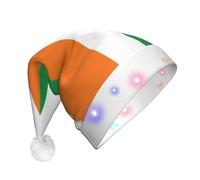 rrxnbcgg Cappello natalizio con bandiera della Costa d'Avorio con LED lampeggiante, con morbida pelliccia sintetica e pompon, copricapo per feste di Natale e pranzi al pub