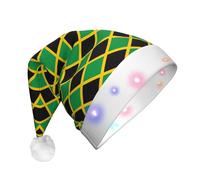 rrxnbcgg Cappello natalizio con bandiera della Giamaica con LED lampeggiante con morbida pelliccia sintetica e pompon, copricapo festivo per feste di Natale e pranzi al pub