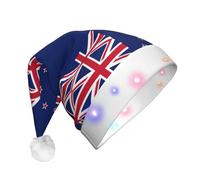 rrxnbcgg Cappello natalizio con bandiera della Nuova Zelanda con LED lampeggiante con morbida pelliccia sintetica e pompon, copricapo festivo per feste di Natale e pranzi al pub