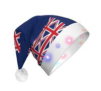 rrxnbcgg Cappello natalizio con bandiera delle Isole Turks e Caicos con LED lampeggiante, con morbida pelliccia sintetica e pompon, copricapo per feste di Natale e pranzi al pub