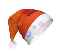 rrxnbcgg Cappello natalizio con piume nella luce LED lampeggiante con morbida pelliccia sintetica e pompon, copricapo per feste di Natale e pranzi al pub
