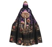 rrxnbcgg Due funghi viola nel bosco Mantello con cappuccio in poliestere completamente stampato, comodo e resistente, adatto per Halloween e altre feste a tema e scene teatrali