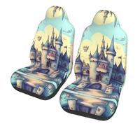 rrxnbcgg Fairytale Castle - Set di 2 coprisedili anteriori per auto, traspiranti, lavabili, antiscivolo, impermeabili, per auto, camion, SUV, sedili anteriori