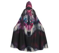 rrxnbcgg Il lupo con occhi azzurri Mantello con cappuccio in poliestere completamente stampato, comodo e resistente, adatto per Halloween e altre feste a tema e scene teatrali