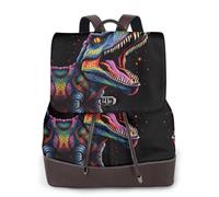 rrxnbcgg Neon Tyrannosaurus Rex zaino da donna impermeabile antifurto leggero PU moda viaggio multiuso convertibile borsa a tracolla zaino