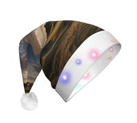 rrxnbcgg Old Course, cappello natalizio con LED lampeggiante, con morbida pelliccia sintetica e pompon, copricapo per feste di Natale e pranzi al pub