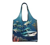 rrxnbcgg Sacchetti di stoffa leggeri e riutilizzabili con squali sotto il mare, adatti per fai da te, pubblicità, promozione, regalo, attività