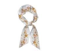 rrxnbcgg Sciarpa di seta stampata a tema stella marina con perle, morbida e lucida, versatile ed elegante.