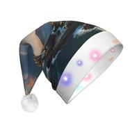 rrxnbcgg The splendor of Cinque Terre - Cappello natalizio con LED lampeggiante, con morbida pelliccia sintetica e pompon, copricapo per feste di Natale e pranzi al pub