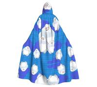 rrxnbcgg White Bear Family Mantello con cappuccio in poliestere completamente stampato, comodo e resistente, adatto per Halloween e altre feste a tema e scene teatrali
