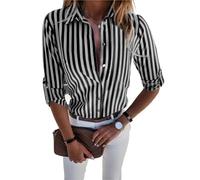 RRYPBOVG Camicia a Righe Donna Camicia a Righe da Donna, Vintage, Casual, Stile da pendolare, a Maniche Lunghe, Oversize(4,XXXL)