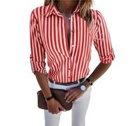 RRYPBOVG Camicia a Righe Donna Camicia a Righe da Donna, Vintage, Casual, Stile da pendolare, a Maniche Lunghe, Oversize(3,XXXL)