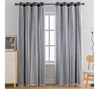 RRYPBOVG Tende Per Interni Tende oscuranti a forma di stella 2 pezzi, tulle for finestre con doppio strato, tende, decorazione for la stanza della casa(Black,1.32x2.13m)