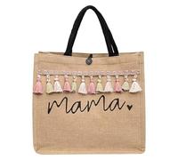 RRYPBOVG Tote Bag Donna Borsa tote da donna di grande capacità Stampa di lettere for mama Borsa di lino moda casual Borsa a tracolla for la spesa Regali for la festa della mamma for la mamma(Beige-B)