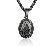 RS Collana con medaglia di San Michele/Cristoforo/Giuda/Benedetto/Giuseppe/Antonio per uomini e ragazzi 66 cm regalo religioso, Acciaio inossidabile, Nessuna pietra preziosa