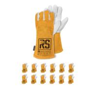 RS COMFORT - Guanti da saldatore in pelle bovina con cuciture in kevlar, taglia 10, 12 paia/giallo/bianco/guanti da lavoro in pelle/pelle