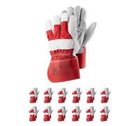 RS HEAVY Guanti di montaggio in pelle bovina rinforzata/taglia 10, 12 paia/bianco/rosso/guanti da lavoro in pelle/pelle