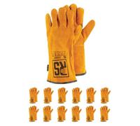 RS JUMBO Guanti da saldatura in pelle bovina con cuciture in kevlar, taglia 11, 12 paia/giallo/guanti di montaggio/guanti da lavoro in pelle/guanti in pelle robusta
