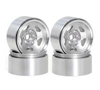 RS RC 4 Pezzi Cerchioni Beadlock da 1.9" - Ruota a Cinque Fori da 80g for Crawler RC 1/10 SCX10 TRX4 VS4-10 Gen8(Silver)
