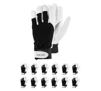 RS SKIN TEC Guanti da saldatore, guanti da montaggio, con pelle di capra selezionata/taglia 09, 12 paia/bianco nero/guanti da lavoro in pelle/pelle guanti protettivi/chiusura in velcro