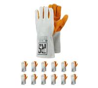 RS SPLIT KEV Guanti da Saldatore di MontaggioGuanti in Pelle bovina con cuciture in Kevlar/Taglia 11, 12 paia/giallo/bianco/guanti da lavoro in pelle/pelle guanti protettivi