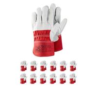 RS Super HEAVY Guanti di montaggio in pelle bovina rinforzata/taglia 10, 12 paia/bianco/rosso/guanti da lavoro in pelle/pelle