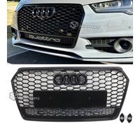 RS7 Style Grill For Audi A7 S7 16-18 Front Honeycomb Mesh Grille w/Emblem