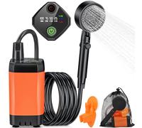 Rsaoty Doccia da Campeggio, 3000 mAh Doccia Ricaricabile Portatile, Doccia Portatile con Display Digitale Intelligente per Spiaggia Giardino Lavaggio Auto, Escursioni