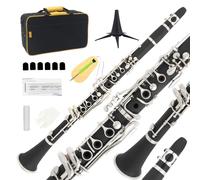Rsasi Clarinetto in Sib per principianti, con boccaglio, custodia rigida e kit di pulizia (nero)