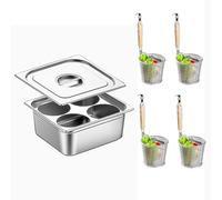 RSBFER Cuocipasta in Acciaio Inox con divisorio e colino, pentola per pentole Compatibile con Piani Cottura a induzione, Ceramica, Vetro e alogeni,4 Holes