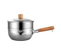 RSBFER Pentola Tradizionale Giapponese Yukihira Pentola Antiaderente, Pentola per Salsa Latte in Acciaio Inossidabile con Coperchio in Vetro e Vaporiera per Ramen, Latte,20cm/7.9in