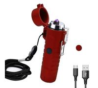 RSBYE Accendino Elettrico Impermeabile, Accendino da Campeggio,Accendino Ricaricabile per Esterni, Accendino Antivento per Griglia Barbecue Candele (rosso)