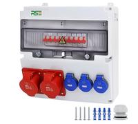 RSE Distributore di corrente da parete completo cablato, varianti 32 A CEE, 16 A CEE, 230 V a scelta, IP66, 2 x 32 A, 3 x 230 V, con LS