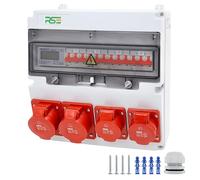 RSE Distributore di corrente da parete completo cablato, varianti 32 A CEE, 16 A CEE, 230 V a scelta, IP66, 2 x 16 A, 2 x 32 A, con contatore LS+