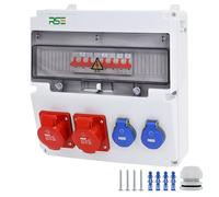 RSE Distributore di corrente da parete completo cablato, varianti 32A CEE, 16A CEE, 230V a scelta, IP66, 2 x 16A, 2 x 230 V, con LS