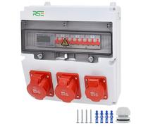 RSE Distributore di corrente da parete completo cablato, varianti 32A CEE, 16A CEE, 230V a scelta, IP66, 1X16A, 2X32A, con contatore LS+