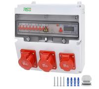 RSE Distributore di corrente da parete completo cablato, varianti 32A CEE, 16A CEE, 230V a scelta, IP66, 1X16A, 2X32A, con contatore LS+FI+