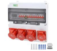 RSE Distributore di corrente da parete completo cablato, varianti 32A CEE, 16A CEE, 230V a scelta, IP66, 1X16A, 3X32A, con contatore LS+