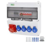 RSE Distributore di corrente da parete completo cablato, varianti 32A CEE, 16A CEE, 230V a scelta, IP66, 1X16A, 4X230V, con contatore LS+
