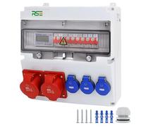 RSE Distributore di corrente da parete completo cablato, varianti 32A CEE, 16A CEE, 230V a scelta, IP66, 2 x 32A, 3 x 230 V, con contatore LS+