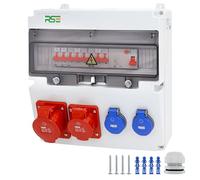 RSE Distributore di corrente da parete completo cablato, varianti 32A CEE, 16A CEE, 230V a scelta, IP66, 1X16A, 1X32A, 2 x 230 V, con LS+FI