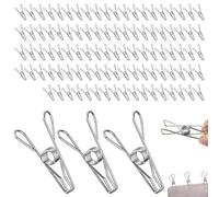 Rseuphiee 100 Pezzi Mollette Acciaio Inox, Piccole in Metallo, Antiscivolo per Panni, Biancheria da Letto, Asciugamani, Calze, Cartolina, Chiusura per Snack